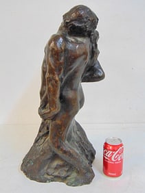 Bronze, two figures embracing, unsigned, has round mark, bronze is 21.5" tall
