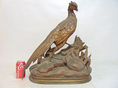 Bronze The pheasant and the weasel, signed Moigniez, 19.5" by 9", height is 22"