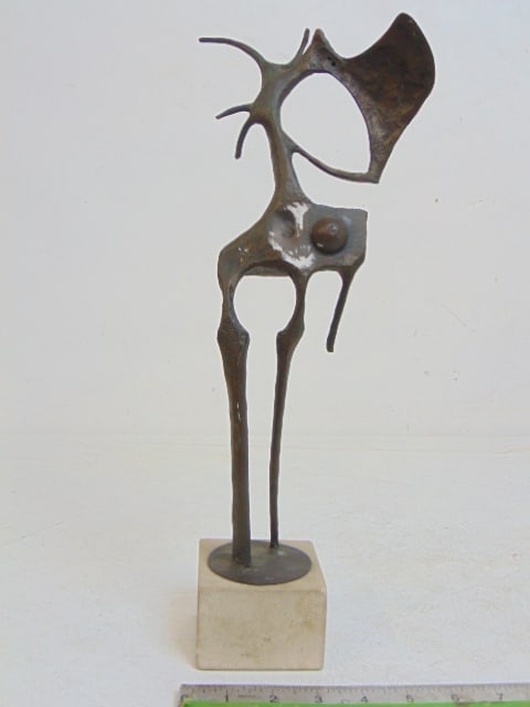 Bronze sculpture on stone base, Clyde Ball, 1974, height is 15.25": Bronze sculpture on stone base, Clyde Ball, 1974, height is 15.25"