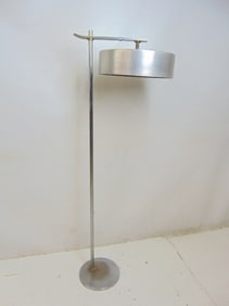 Mid Century chrome & aluminum floor lamp, Kurt Versen style, unsigned, flip-top shade, shade is
