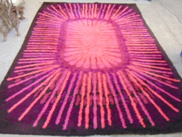 Mid Century Rya shag rug in purple, 11'7" by 8'2"