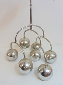Chrome Sonneman chrome hanging fixture, 7 globes, needs screw, height is 23". light rust in places