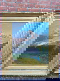 Painting, "Snow Capped Mountain", R.W. Robbins, oil on canvas, 30.25" by 25", framed size is 42" by