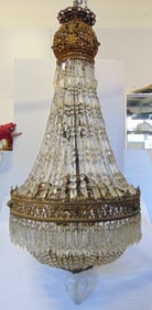 Monumental crystal & bronze chandelier, Baccarat, from a gilded age New York City mansion,