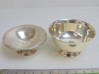 2 sterling silver bowls, Paul Revere & other, 15.5 troy, Revere bowl is 6.25"