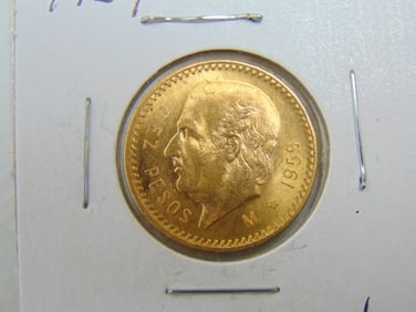 GOLD COIN 1959 Mexican 10 Pesos, 8.30 grams.
