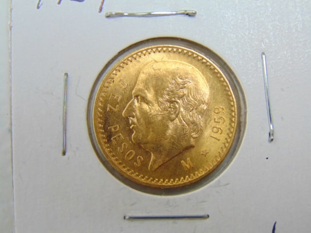 GOLD COIN 1959 Mexican 10 Pesos, 8.30 grams.: GOLD COIN 1959 Mexican 10 Pesos, 8.30 grams.