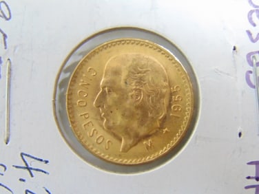 GOLD COIN 1955 Mexican 5 Pesos, 4.20 grams.