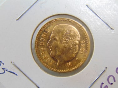 GOLD COIN 1955 Mexican 5 Pesos, 4.20 grams.