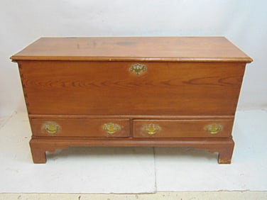 Chippendale blanket chest with two drawers, brass hardware, early 19th cent. chest is 51.5" by