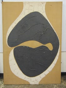 Painting, Robert Boerenstein, mixed media, plaster applied to canvas, in brown & black, 70" by