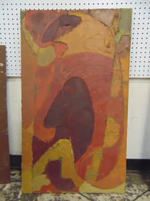 Painting, Robert Boerenstein, abstract in red, oil on canvas, 41" by 24"