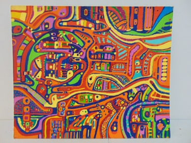 Painting, abstract by Louise Abrams, oil on canvas board, 20" by 24", not signed