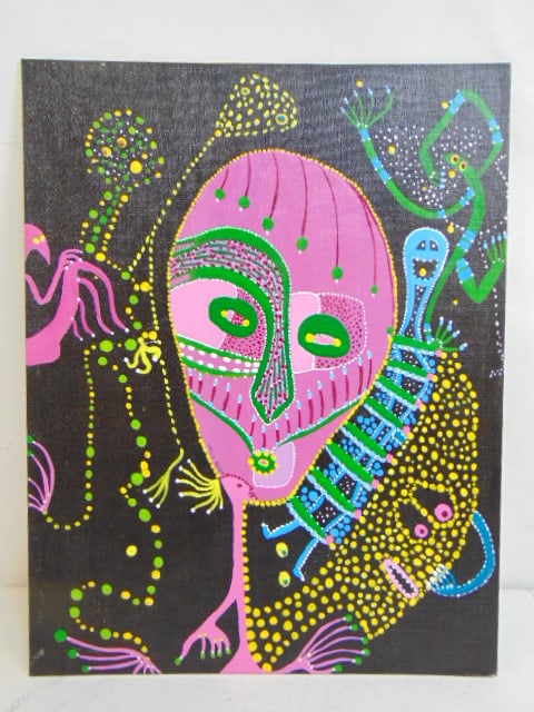 Painting, pink face, Louise Abrams, signed, oil on canvas board, 14" by 18": Painting, pink face, Louise Abrams, signed, oil on canvas board, 14" by 18"