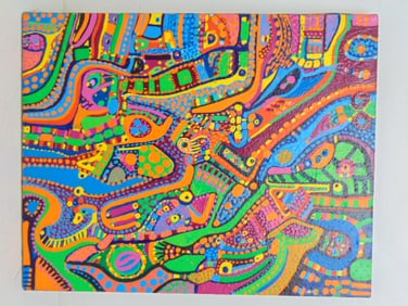 Painting, abstract, by Louise Abrams, oil on canvas, 20" by 16"