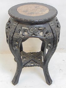 Small Chinese marble top plantstand with marble top, 13" wide, height is 19"