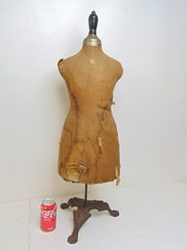 Vintage child size dress form on cast iron base, 35" tall,