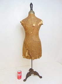 Vintage child size dress form on cast iron base, 41" tall,