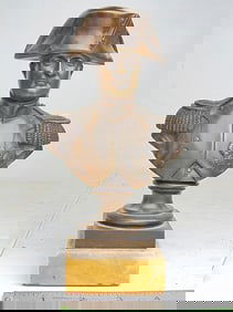 Bronze bust of Napoleon Bonaparte signed A. Maton, 1812, on marble base, height is 8.5"