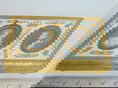Bronze & Limoges porcelain lidded box with miniature portraits of Napoleon & Josephine, ormolu