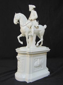 Furstenberg porcelain statue of Napoleon Bonaparte on horseback, on porcelain base, in white, height