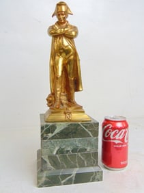 Bronze figure of Napoleon, on green marble base, bronze has polished patina, signed J. Smitt 1901,