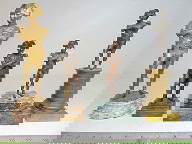 4 figural bronzes of Napoleon Bonaparte, all 4 full body with arms crossed, two are on marble bases,