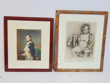 2 Napoleonic prints, "Napoleon in chair", marked "Second Proof from Copper Plate, Schneider,