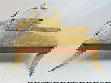 Horn bench with horn feet & back support, upholstered fur seat & back, 36" wide, 18" deep (seat),