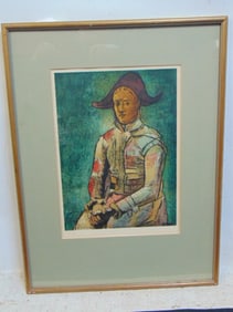 Lithograph, "Seated Harlequin", by Pablo Picasso, print by Henri Deschamps, edition 170/190.19" by
