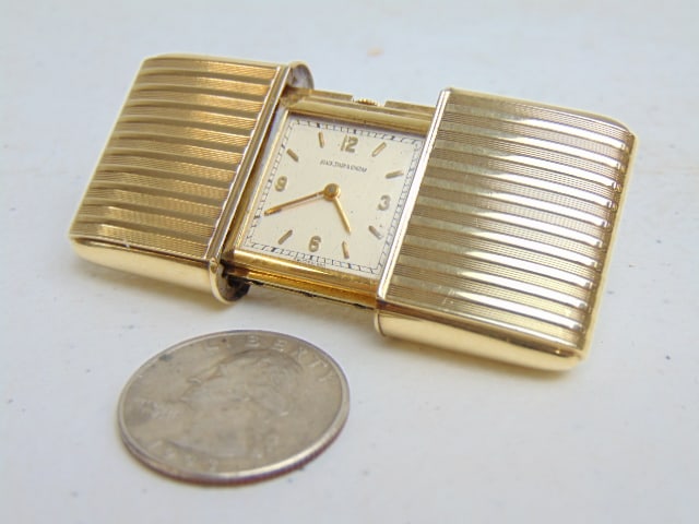 GOLD Vintage Movado Black Starr & Gorham travel clock, 14k gold sliding case, Switzerland, 58.75: GOLD Vintage Movado Black Starr & Gorham travel clock, 14k gold sliding case, Switzerland, 58.75 total weight, hallmark 14k A107127