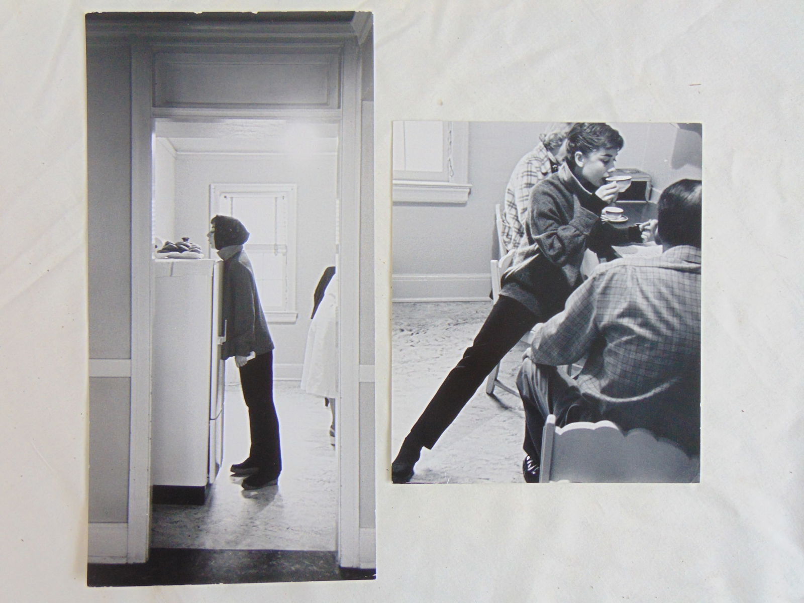 2 photographs, Audrey Hepburn "Sabrina", by Mark Shaw, 11" by 5.5" & 7" by 6": 2 photographs, Audrey Hepburn "Sabrina", by Mark Shaw, 11" by 5.5" & 7" by 6"