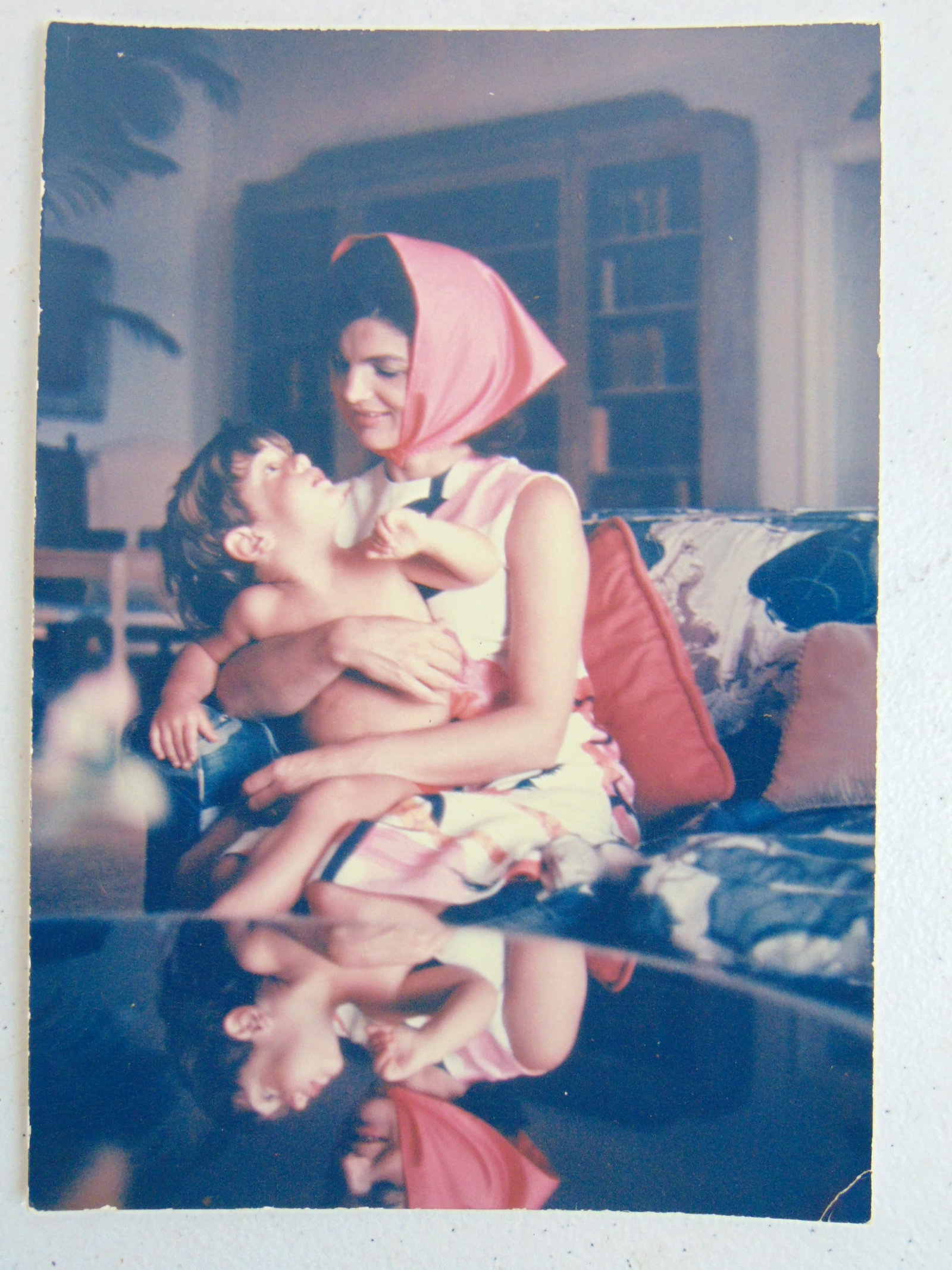Photograph, Jackie & John F. Kennedy Jr, signed Mark Shaw, in color, 9.25" by 6.5": Photograph, Jackie & John F. Kennedy Jr, signed Mark Shaw, in color, 9.25" by 6.5"