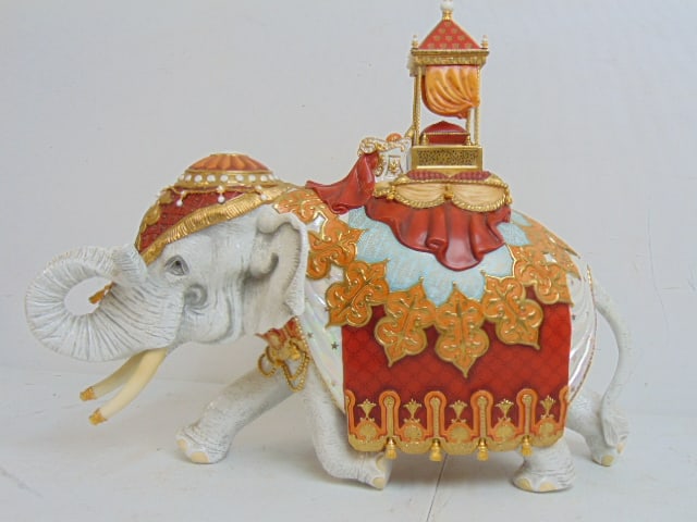 Large bisque porcelain gilt accented elephant figure by Bella Bisque, Fine Porcelain, "The Noble - 2