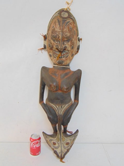 Carving, Papua New Guinea Sepik River region, paint decorated, 33": Carving, Papua New Guinea Sepik River region, paint decorated, 33"