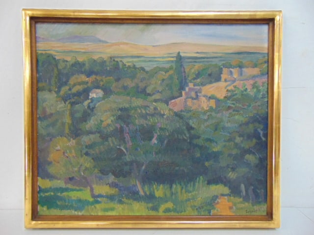 Painting, Landscape with ruins, signed Richard Eckert, oil on canvas, label on reverse "Robert (1 of 6)