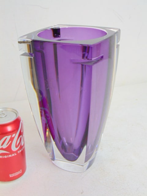 Rare Waterford crystal Metra Amethyst art glass vase, in good condition, 5 1/8" by 5 1/8", height is: Rare Waterford crystal Metra Amethyst art glass vase, in good condition, 5 1/8" by 5 1/8", height is 9.75"