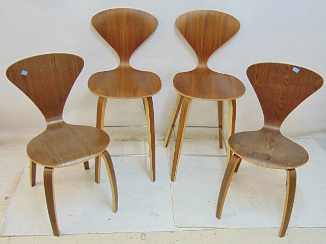 2 pair Cherner style chairs, pair chairs & pair bar stools, bar stools are 40.5" tall: 2 pair Cherner style chairs, pair chairs & pair bar stools, bar stools are 40.5" tall