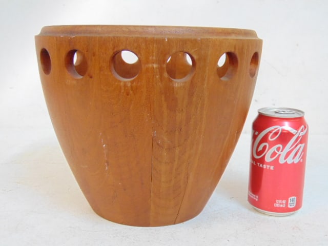 Danish mid Century fruit or salad bowl by Jens Harald, Quistgaard for Dansk, 10.25" wide, height is: Danish mid Century fruit or salad bowl by Jens Harald, Quistgaard for Dansk, 10.25" wide, height is 8.5"some scratches, in used condition.