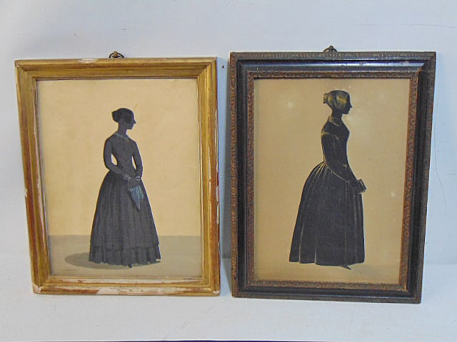 2 early silhouettes, "Queen Victoria at age 18, and silhouette signed Beaumont, 12.25" by 10" total: 2 early silhouettes, "Queen Victoria at age 18, and silhouette signed Beaumont, 12.25" by 10" total size
