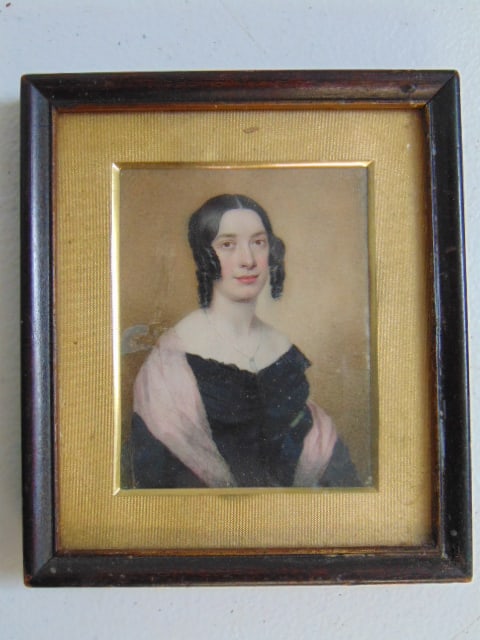 Miniature, portrait of a young woman, unsigned, 4.5" by 4": Miniature, portrait of a young woman, unsigned, 4.5" by 4"