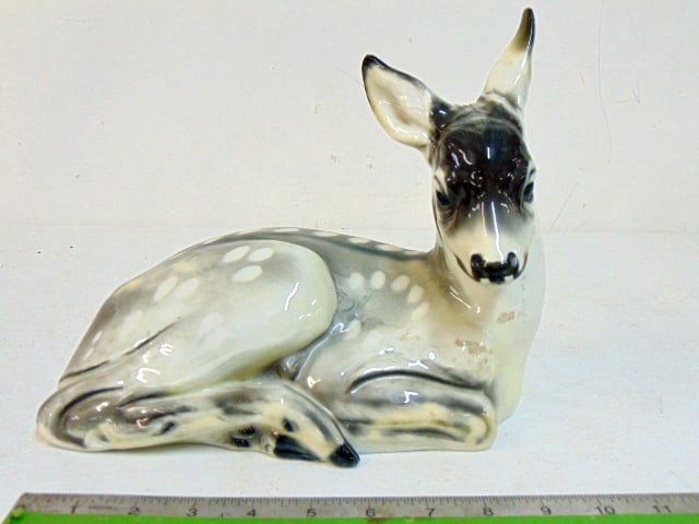 Porcelain fawn, by Rosenthal, "Lying Fawn", in good condition, 10.5" long, 6" deep, height is 8.75" (1 of 5)