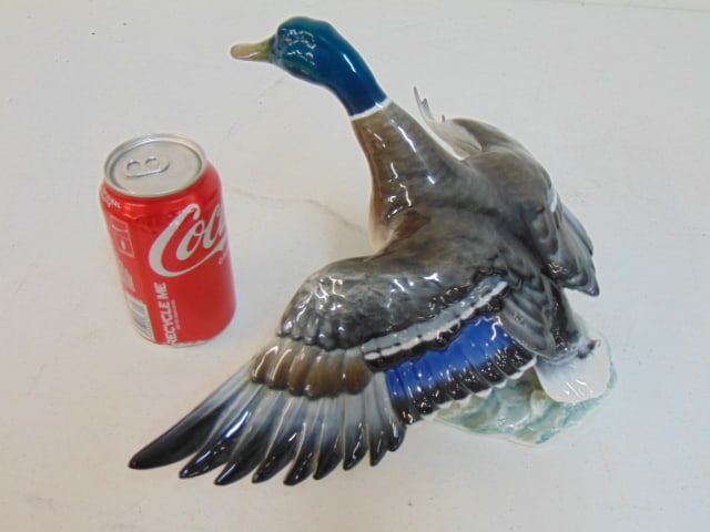 Porcelain Mallard duck by Fritz Heidenreich for Rosenthal, mallard duck with spread wings, 13.5" (1 of 7)