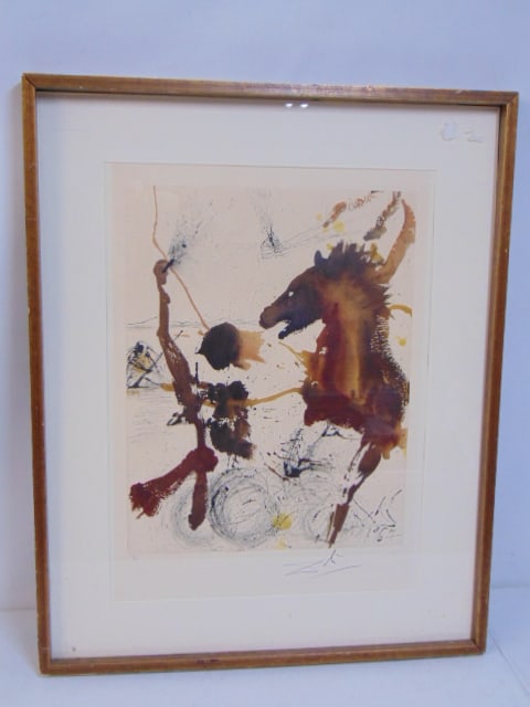 Lithograph "Aliyah", signed Salvador Dali, horse & figure, 177/250, art is 23.75" by 17.5" (1 of 4)