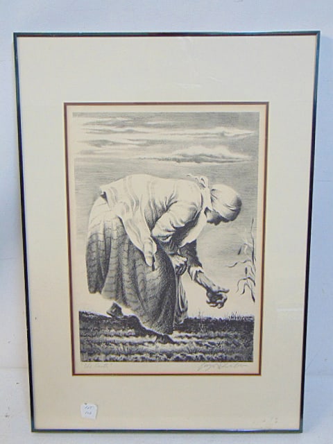 Lithograph, "The Earth", signed Georges Schreiber, 14.5" by 10.25", framed size is 21.75" by 15 3/8" (1 of 5)