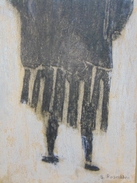 Painting, figure of a child, signed S. Rosenblum (Sadie Skoletsky), oil on board, 23 5/8" by 8 1/8", - 3