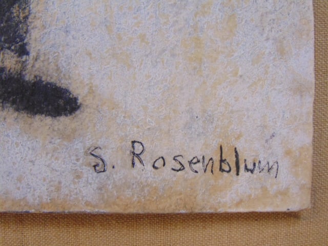 Painting, figure of a child, signed S. Rosenblum (Sadie Skoletsky), oil on board, 23 5/8" by 8 1/8", - 4