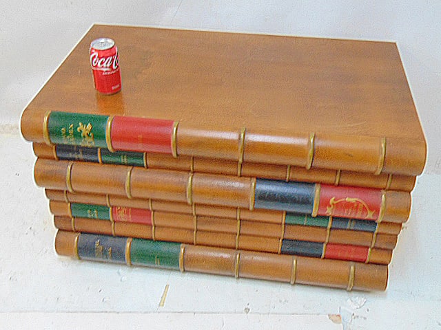 Decorative book table / chest combination, "Wood & Garden", resembling a stack of books, 36" by 21", (1 of 5)