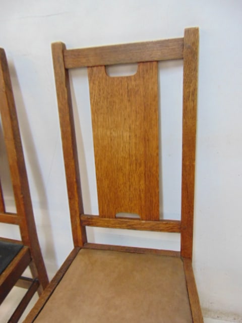 Pair Gustav Stickley "H" back chairs, arts & crafts. - 3