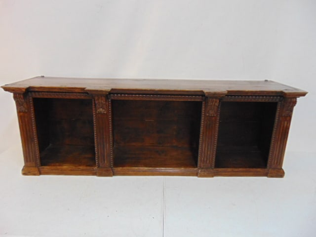 Hanging shelf with carved detail, 49.75" by 13", height is 16.75": Hanging shelf with carved detail, 49.75" by 13", height is 16.75"